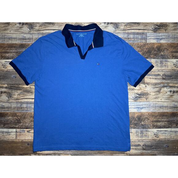 XXL Tommy Hilfiger Polo Shirt Blue Short Sleeve Classic Fit - Picture 1 of 4